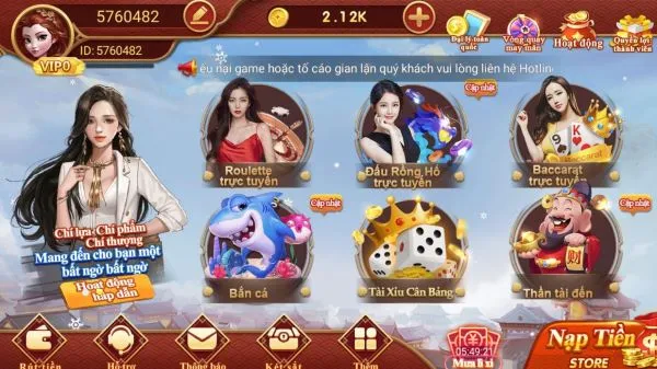 Giao diện game khi chơi tại nhà cái cf68