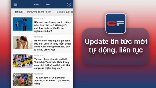 Ứng dụng CafeF - ứng dụng đọc báo kinh tế hàng đầu tại Việt Nam