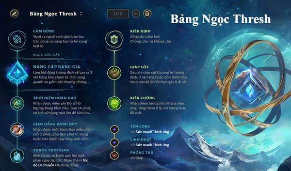 Bảng ngọc Thresh LMHT chi tiết lên đồ