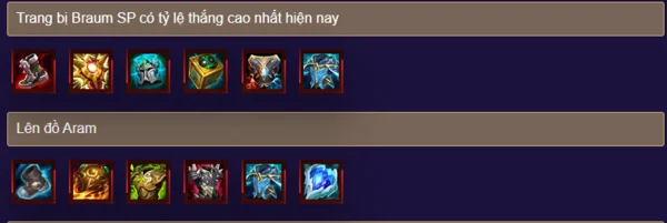 Trang bị Braum có tỷ lệ thắng cao nhất