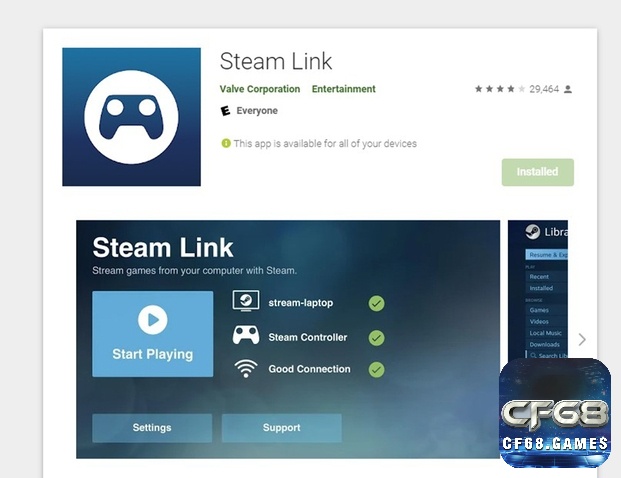 Cài đặt steam link trên Google Play