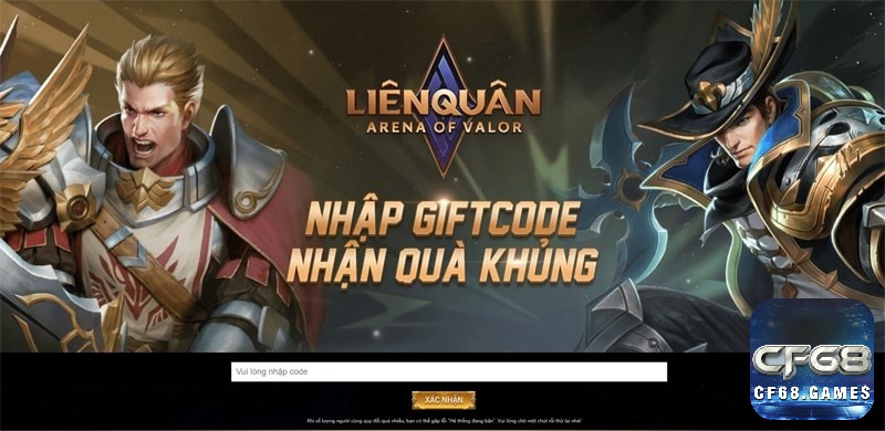 Đi đến trang nhập code trên web Liên Quân